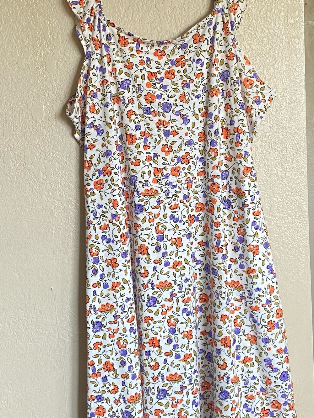 Market & Spruce White Floral Tank with Orange, Purple & Green Accents